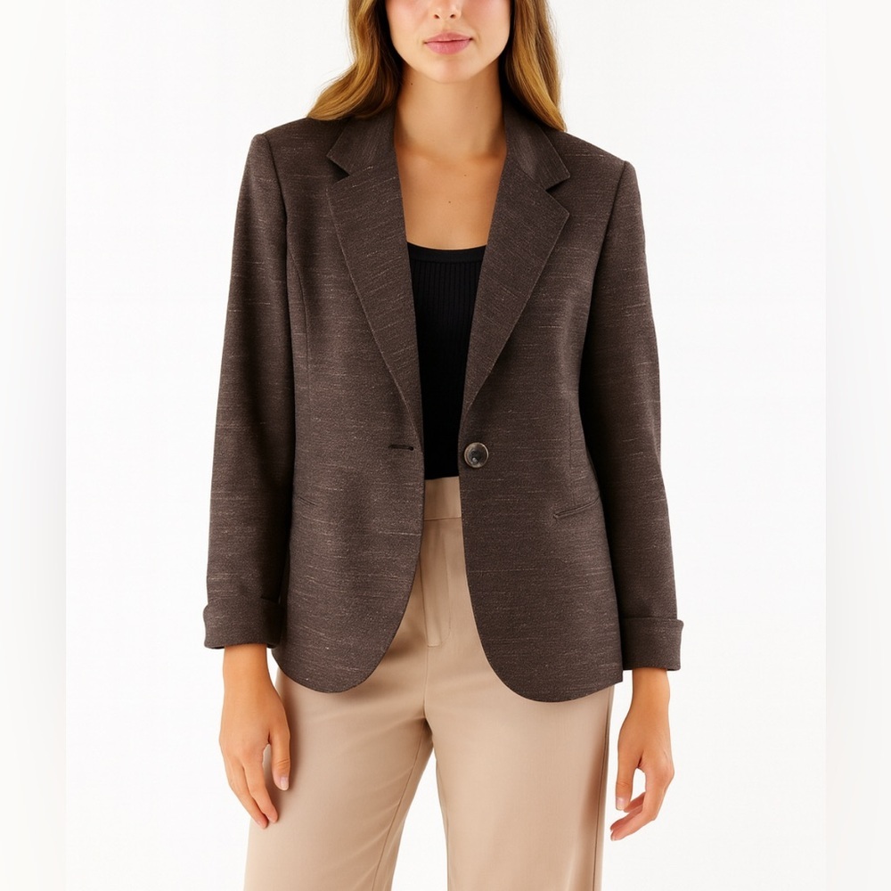 Lafayette 148 Dark Chocolate Wool Blend Minimalist Tailored Blazer - Picture 1 of 12